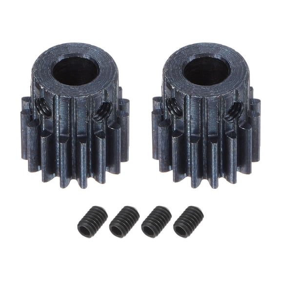 1Mod 16T Pinion Gear 7mm Bore Hardened Steel Motor Rack Spur Gear with Step for RC Car Truck Gear Drive, 2 Set