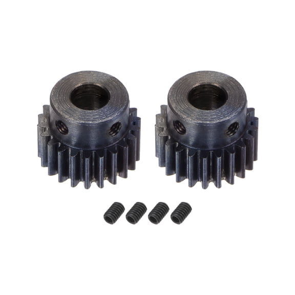 1Mod 22T Pinion Gear 8mm Bore Hardened Steel Motor Rack Spur Gear with Step for RC Car Truck Gear Drive, 2 Set