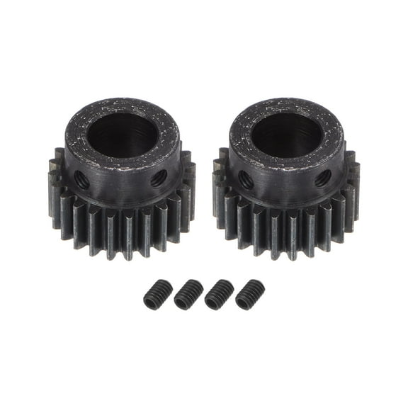 1Mod 24T Pinion Gear 12mm Bore Hardened Steel Motor Rack Spur Gear with Step for RC Car Truck Gear Drive, 2 Set