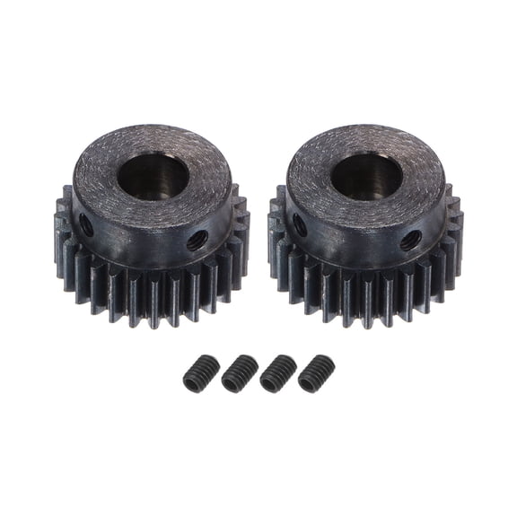 1Mod 28T Pinion Gear 10mm Bore Hardened Steel Motor Rack Spur Gear with Step for RC Car Truck Gear Drive, 2 Set