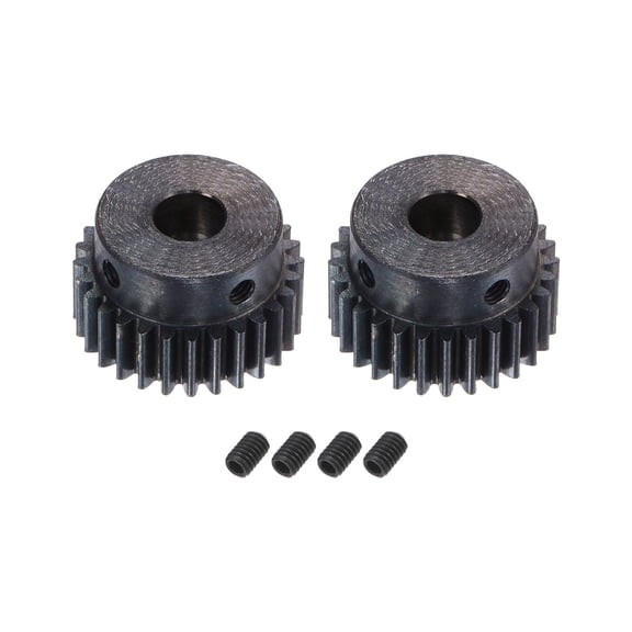 1Mod 28T Pinion Gear 8mm Bore Hardened Steel Motor Rack Spur Gear with Step for RC Car Truck Gear Drive, 2 Set