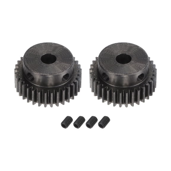 1Mod 33T Pinion Gear 6mm Bore Hardened Steel Motor Rack Spur Gear with Step for RC Car Truck Gear Drive, 2 Set
