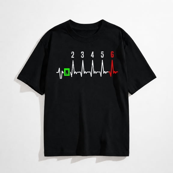 1N23456 1 Down 6 Up Motorcycle Shift Pattern T-Shirt