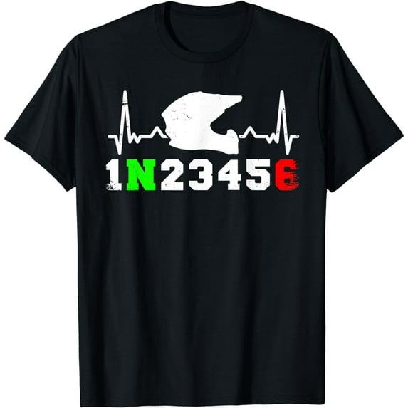 1N23456 1 Down 6 Up Motorcycle Shift Pattern T-Shirt