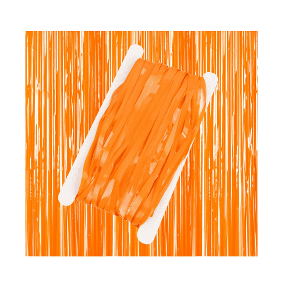 1P 1m*2m Halloween Orange Foil Curtain Door Curtain,Metallic Tinsel Curtains Party Backdrop Curtain Shimmer Curtain,Fringe Backdrop Hanging Streamer for Halloween Xmas Birthday Wedding Prom Party