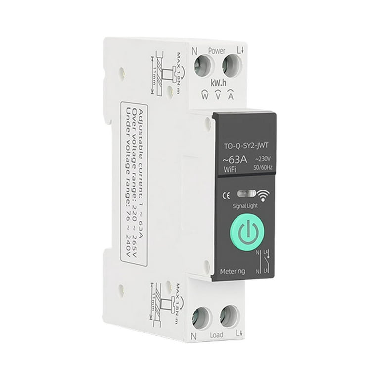 Medidor de energía Tuya Con medición WIFI Disyuntor inteligente 1P 63A DIN  Rail for el interruptor de control remoto inalámbrico de casa inteligente  por el hogar por parte de Aplicación para monitoreo 