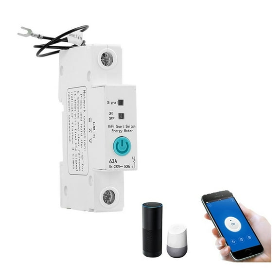 1P Single Phase Din Rail WIFI Smart Energy Meter Power Consumption KWh Meter Wattmeter With Smart Speaker Smart Energy Meter Timer ,Overload Protection