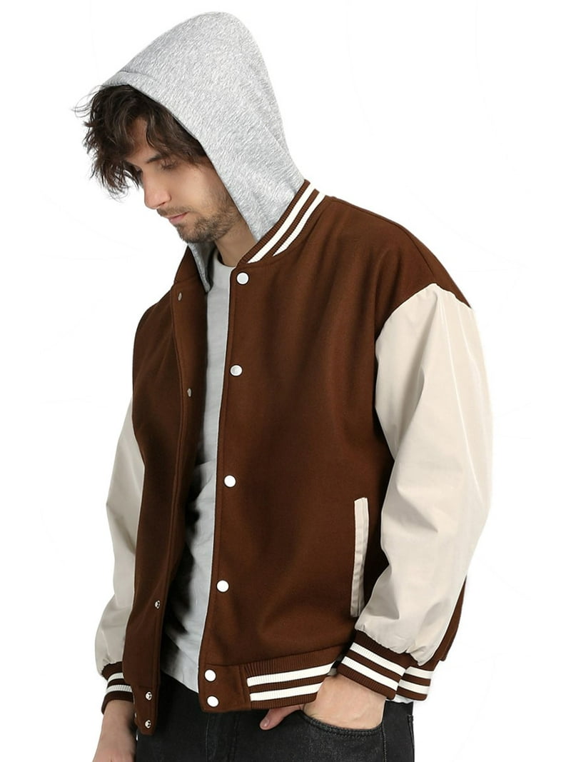 1PA1 Men/Women Varsity Jacket Casual Bomber Jacket Hooded Baseball