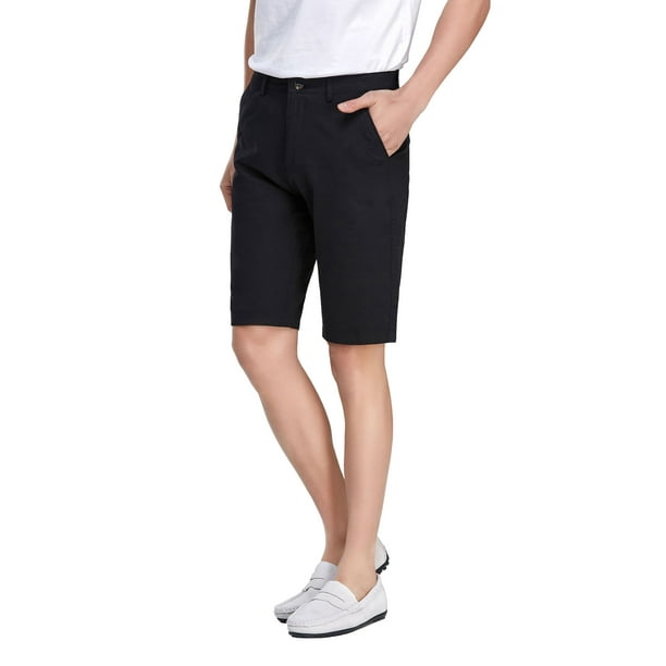 1PA1 Men's Flat Front Shorts Slim Fit Casual Shorts Black 38