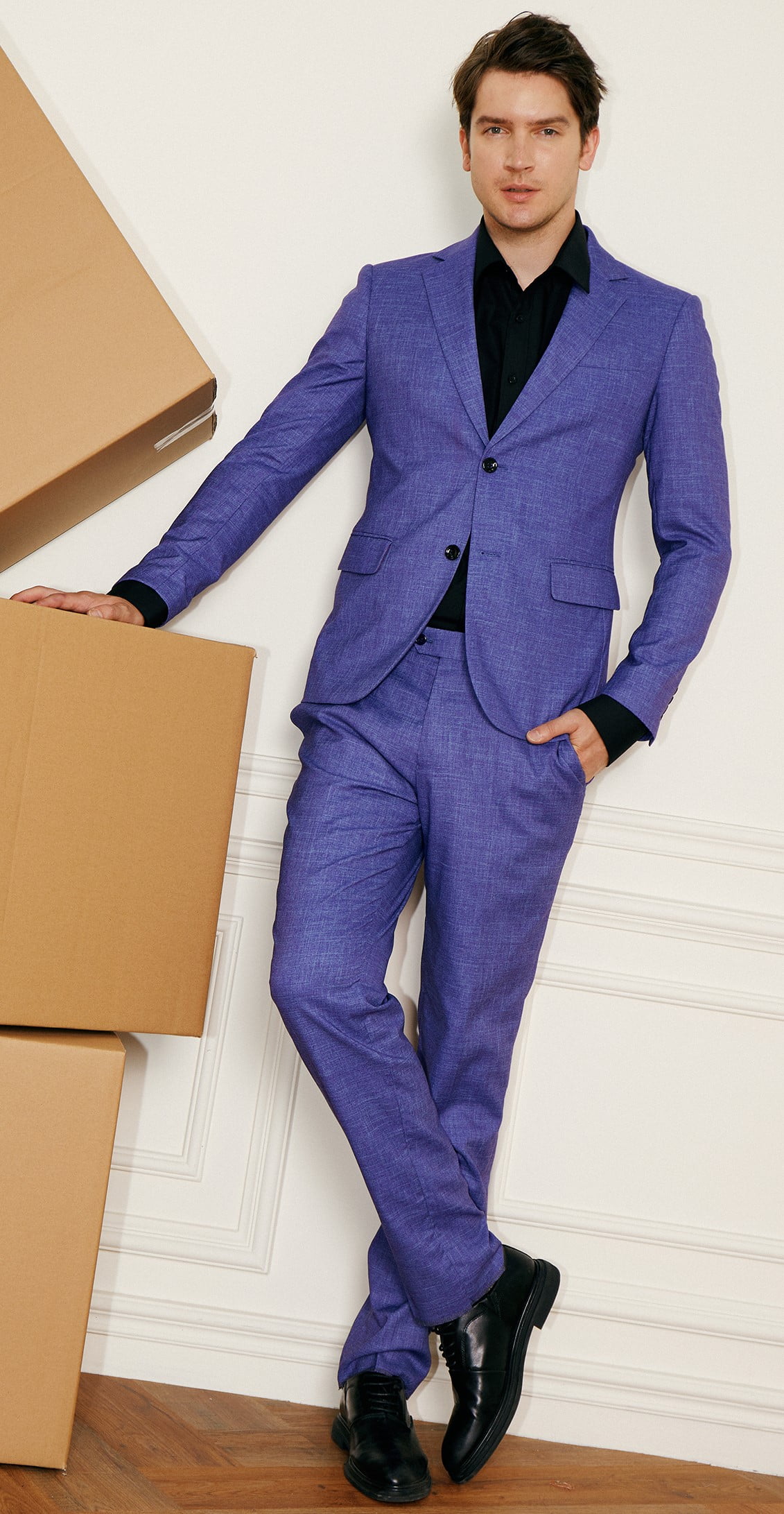 Men's Royal Blue Formal Elegant Pant Wedding Formal Groomsmen Wear Trouser  Gift For Him