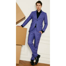 1PA1 Men's Slim Fit 2-Piece Suit Jacket & Pants Set Formal Wedding Prom Business Suit,Blue,XL