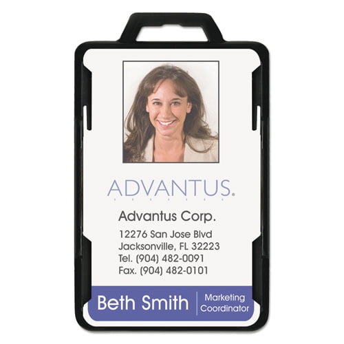 1PACK Advantus Secure-Two Card RFID Blocking Badge, 3 3/8 x 2 1/8, Black, 20 per Pack