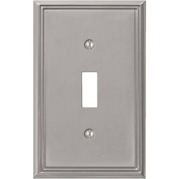 1PACK Amerelle Metro Line 1-Gang Cast Metal Toggle Switch Wall Plate, Brushed Nickel