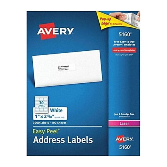 1PACK Avery Laser Label,1" H,2-5-8" W 7278205160 7278205160 ZO-G2469503