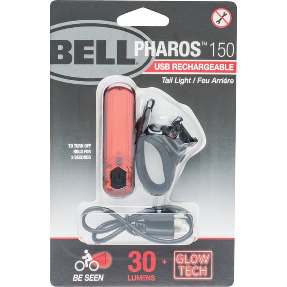 1PACK Bell Sports Pharos 150 LED Black/Red USB Rechargeable Bicycle Safety Tail Light