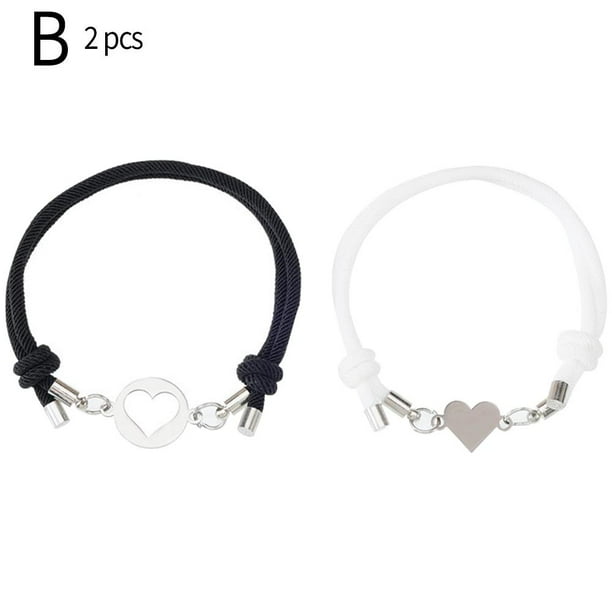 1PACK Couple Bracelets for Women Men Heart and Love Attraction Matching Bracelet Lover Gifts for Boyfriend Girlfriend Best Friend K5B0