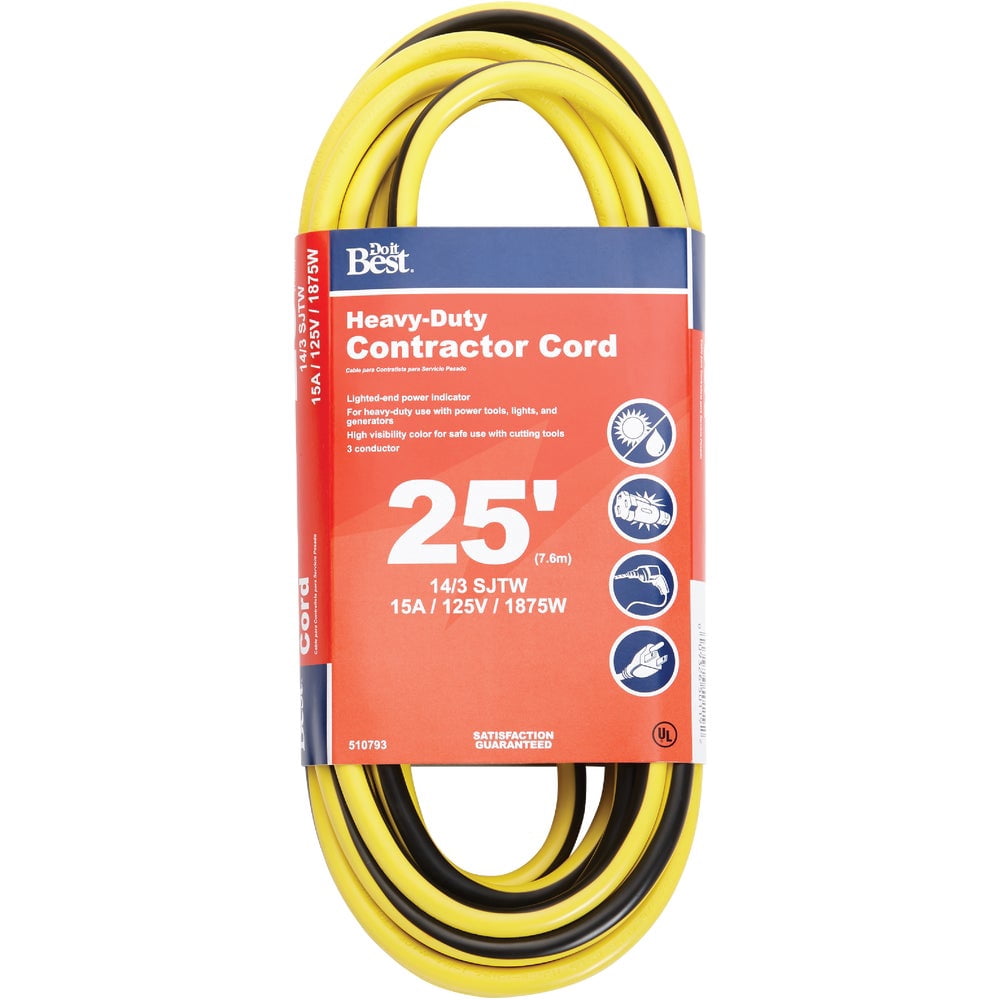 1PACK Do it Best 25 Ft. 14/3 Heavy-Duty Contractor Extension Cord