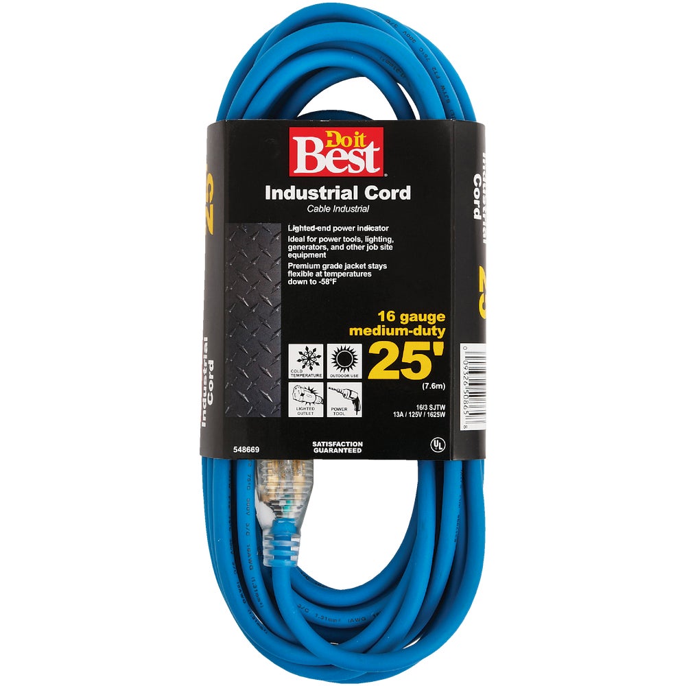 1PACK Do it Best 25 Ft. 16/3 Industrial Outdoor Extension Cord