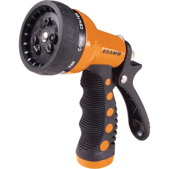 Dramm Heavy-Duty Metal 9-Pattern Watering Nozzle - 1 Pack, Orange