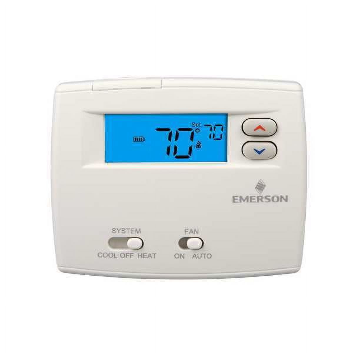 1PACK Emerson 1F89EZ-0251 Blue Series 2 Thermostats , 2 H 1 C, Hardwired/Battery , 24VAC