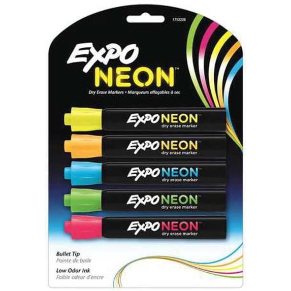 1PACK Expo 1752226 Dry Erase Marker, Bullet Tip, Assorted Colors PK5