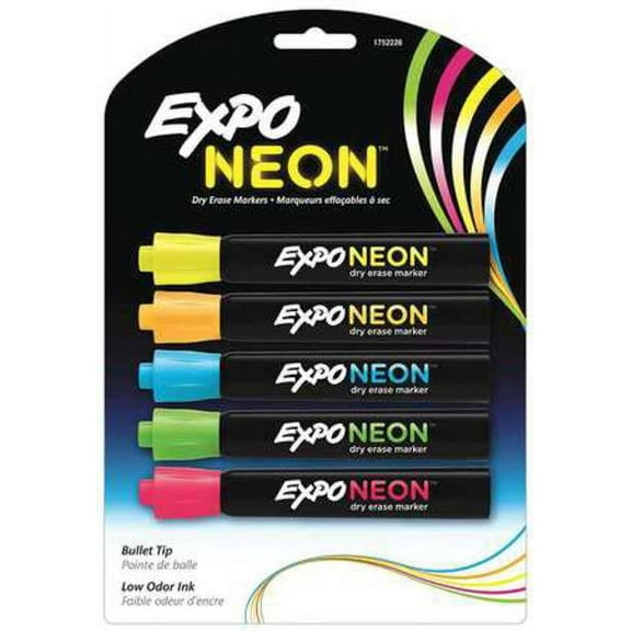 1PACK Expo 1752226 Dry Erase Marker, Bullet Tip, Assorted Colors PK5