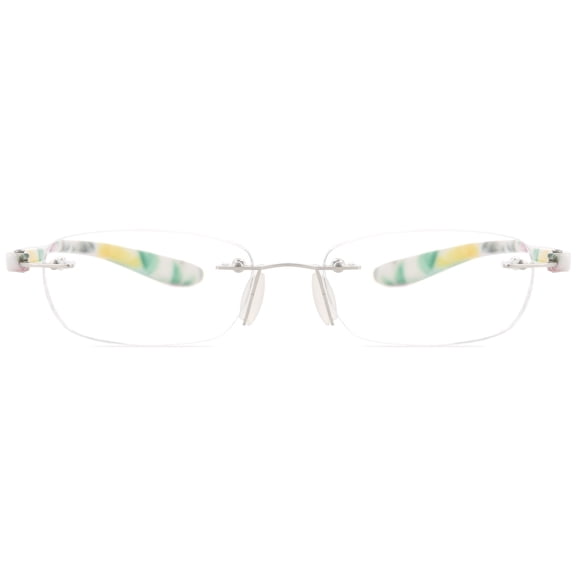 1PACK Gabii F099 Metal Floral Rectangle Women's Rimless Reading Glasses W/Case +2.00