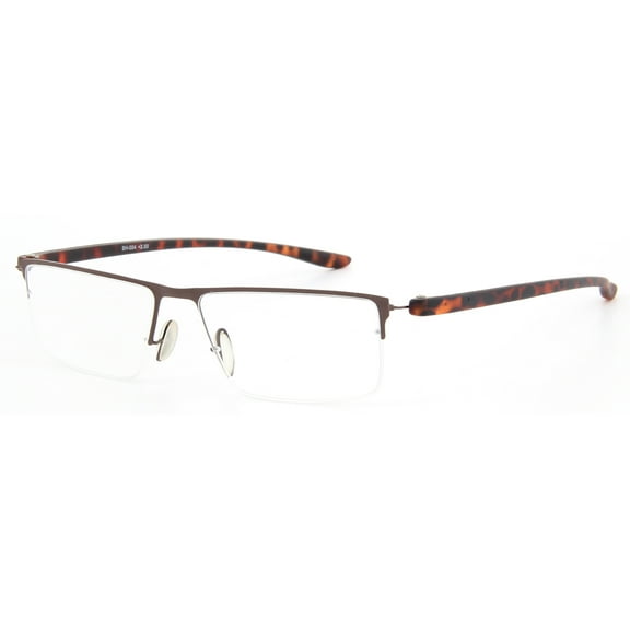 1PACK Gabii SH004 Metal Rectangle Men/Women Semi Rim Light Weight Readers W/Case +1.50