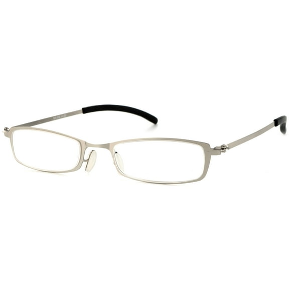 1PACK Gabii SH005 Metal Silver Rectangle Men's/Women's Reading Glasses W/Case +1.50