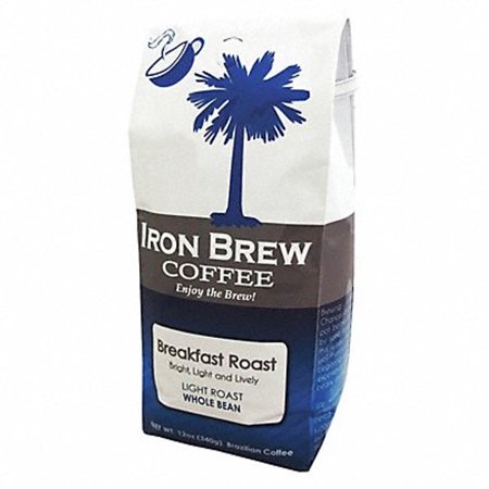 1PACK Iron Brew Coffee,Breakfast Roast,Caff,Whole Bean B-12BRWB B-12BRWB ZO-G7109396