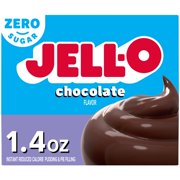 Jell-O Chocolate Flavor Zero Sugar Instant Reduced Calorie Pudding & Pie Filling Mix Box ,1PACK