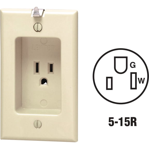 1PACK Leviton 15A Ivory Residential Grade 5-15R Single Clock Outlet