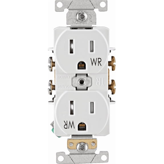 Leviton 15A Duplex Receptacle in White UL Listed for US Residential Electrical Code Compliance, Drop-in NEC-Standard Wiring