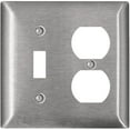 thumbnail image 1 of 1PACK Leviton 2-Gang Stainless Steel Single Toggle/Duplex Magnetic C-Series Wall Plate, Stainless Steel, 1 of 1