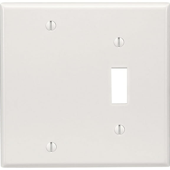 1PACK Leviton 2-Gang Thermoset Plastic Blank/Toggle Wall Plate, White
