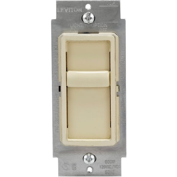 1PACK Leviton Decora Incandescent/Halogen/LED/CFL Ivory Slide Dimmer Switch