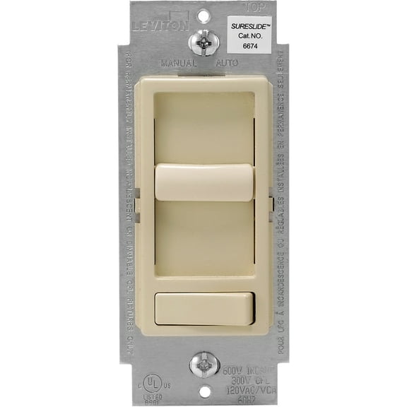 Leviton Decora Slide Dimmer Switch - Incandescent/LED/CFL - 1 Pack, Ivory