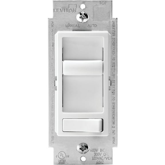Leviton Decora Slide Dimmer Switch - Single-Pole, 600W, 120V, Incandescent/LED/CFL - 1 Pack, White