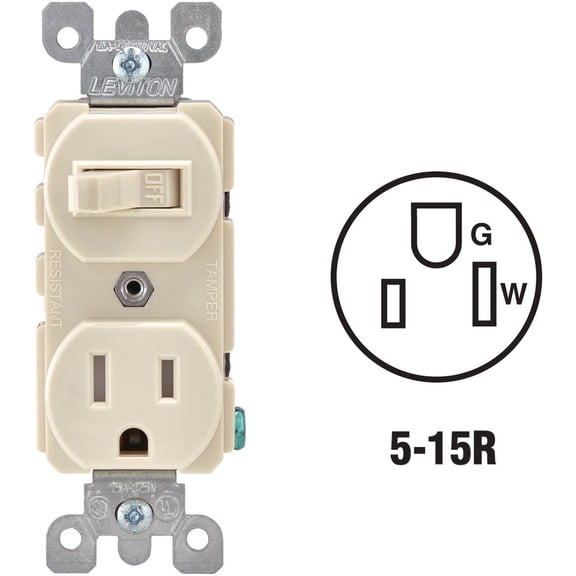 1PACK Leviton Light Almond 15A Commercial Grade Switch & Outlet