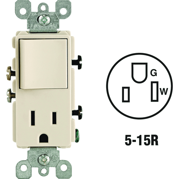 Leviton 15A Duplex Receptacle in Almond  UL Listed for US Residential Electrical Code Compliance, Drop-in NEC-Standard Wiring