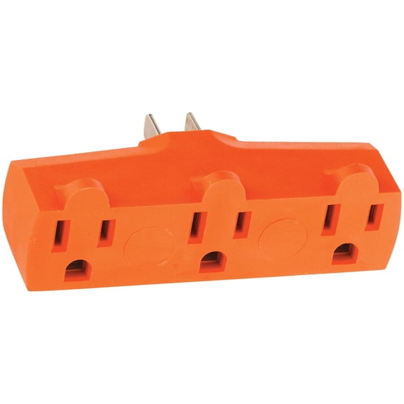 1PACK Leviton Orange 15A 3-Outlet Heavy-Duty Tap