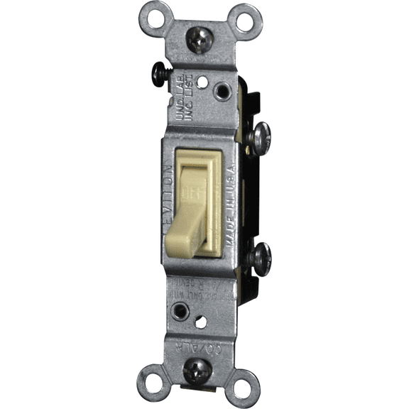 Leviton 15A Toggle Switch in Ivory  UL Listed for US Residential Electrical Code Compliance, Drop-in NEC-Standard Wiring