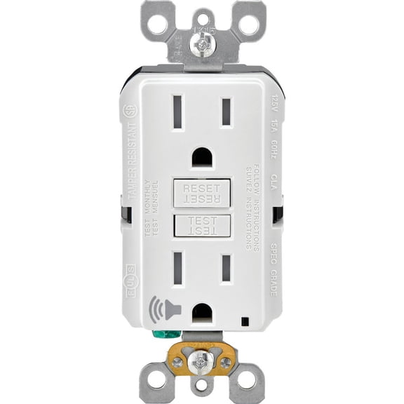 1PACK Leviton SmartLockPro Audible Trip Alert 15A White Residential Grade 5-15R Self-Test GFCI Outlet