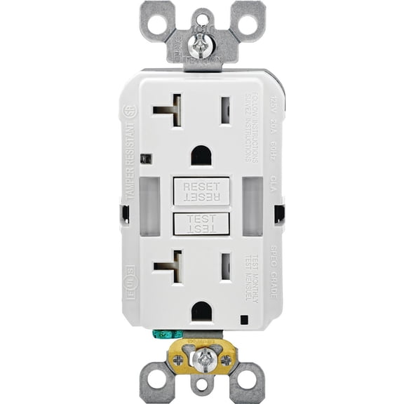 Leviton Tamper-Resistant GFCI Receptacle in White  UL Listed for US Residential Electrical Code Compliance, Drop-in NEC-Standard Wiring
