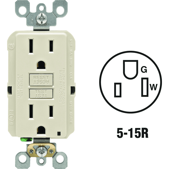 Leviton GFCI Receptacle in Almond  UL Listed for US Residential Electrical Code Compliance, Drop-in NEC-Standard Wiring