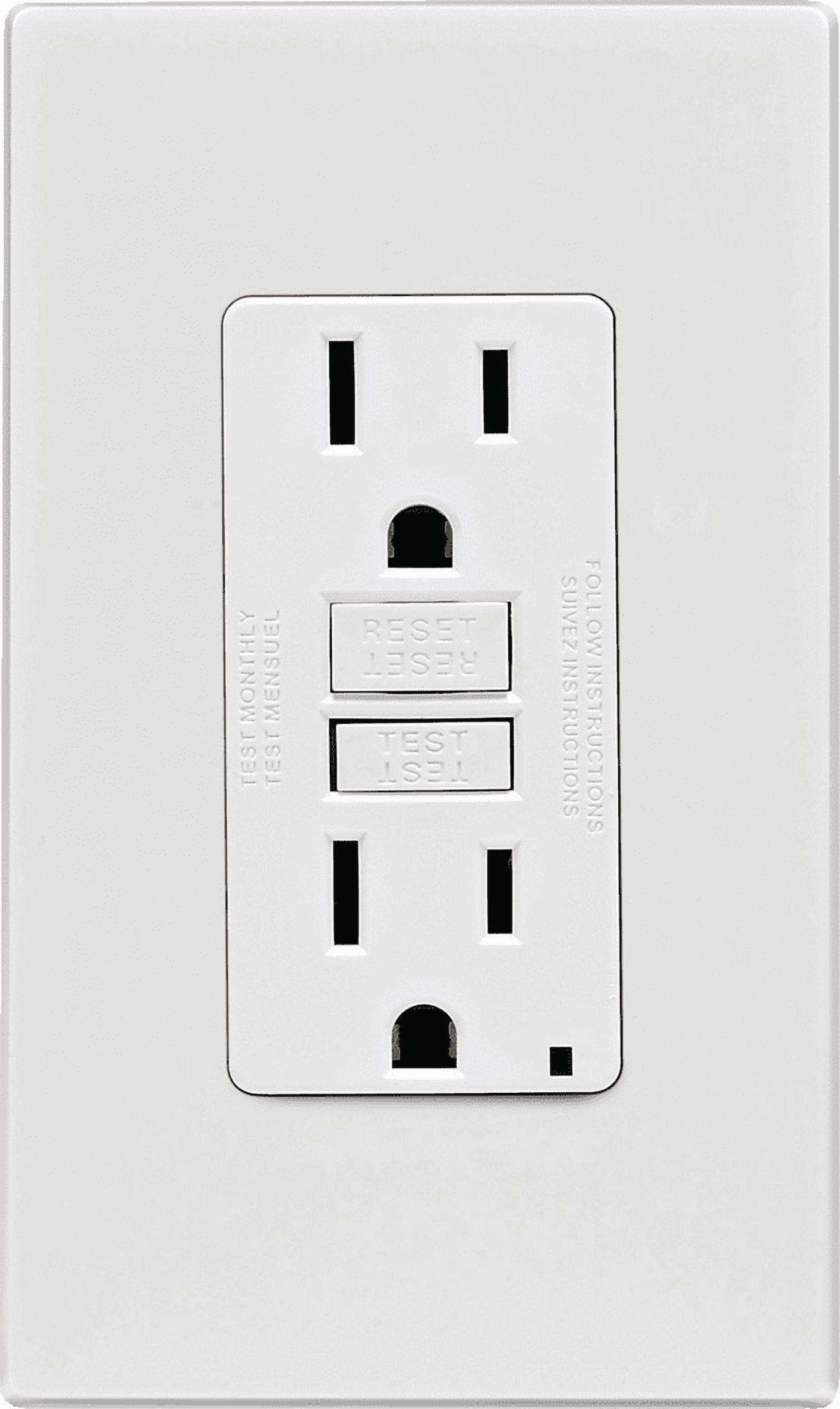 Leviton GFCI Receptacle in White — UL Listed for US Residential Electrical Code Compliance, Drop-in NEC-Standard Wiring