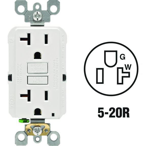 Leviton GFCI Receptacle in White  UL Listed for US Residential Electrical Code Compliance, Drop-in NEC-Standard Wiring