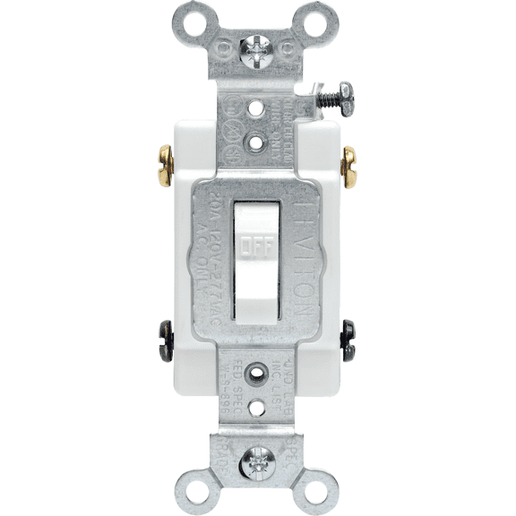 Leviton 20A Toggle Switch in Ivory UL Listed for US Residential Electrical Code Compliance, Drop-in NEC-Standard Wiring