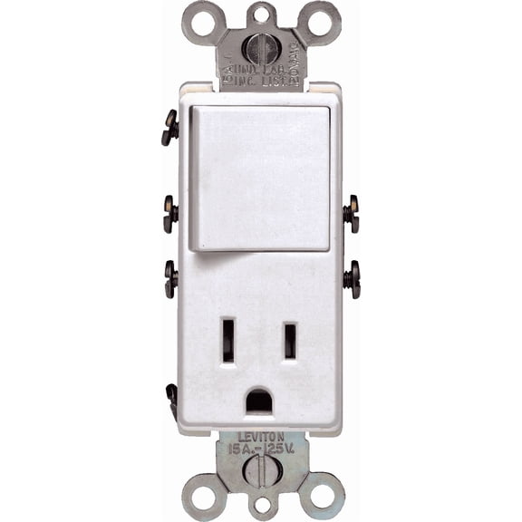 Leviton 15A Duplex Receptacle in White UL Listed for US Residential Electrical Code Compliance, Drop-in NEC-Standard Wiring