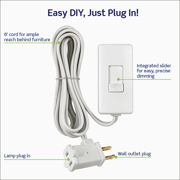 Leviton 300W Dimmer Switch in White  UL Listed for US Residential Electrical Code Compliance, Drop-in NEC-Standard Wiring